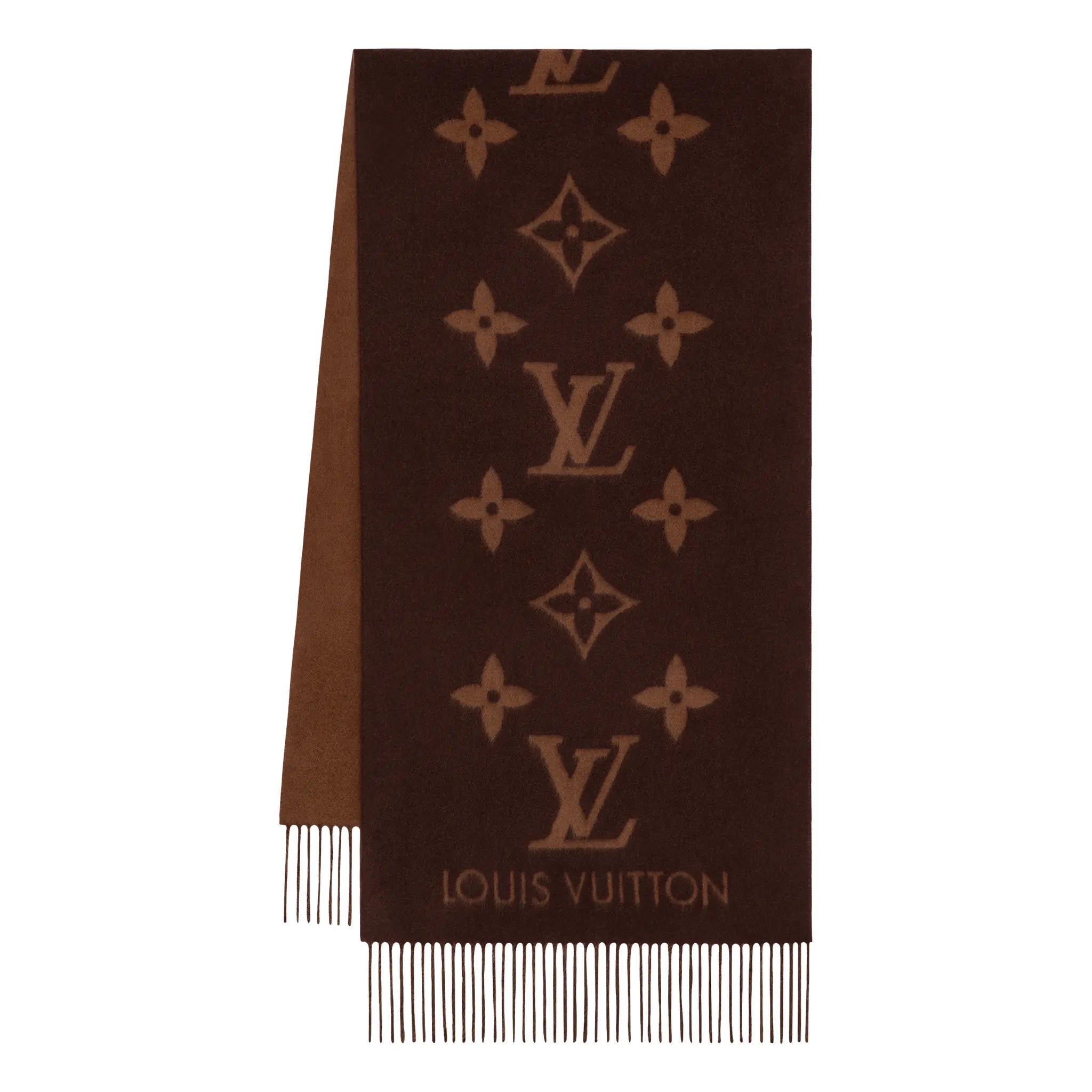 Front View of Louis Vuitton Reykjavik Marron Fonce Scarf M78125